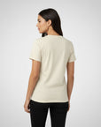 Women's premium t-shirt in beige, back view