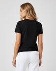 Women's premium t-shirt in black, back view