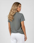 Women's premium t-shirt in gray, back view