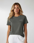 Women's premium t-shirt in gray, front view