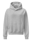 Women's premium heavyweight hoodie in ash heather, front view.