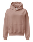 Women's premium heavyweight hoodie in taupe, front view.