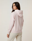 Women's premium heavyweight hoodie in lilac, back view.