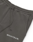 Women's essential relaxed sweatpants in graphite with embroidered detailing, front view.