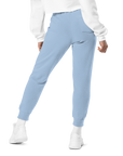 Women's essential relaxed sweatpants in light blue, back view.