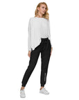 Women's essential slim fit sweatpants in black, front view.