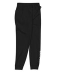 Women's essential slim fit sweatpants in black, side view.