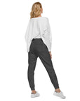 Women's essential slim fit sweatpants in dark grey, back view.