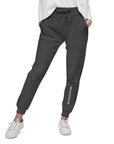 Women's essential slim fit sweatpants in dark grey, front view.