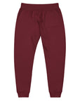 Women's essential slim fit sweatpants in maroon, back view.