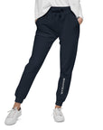 Women's essential slim fit sweatpants in dark blue, front view.