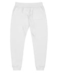 Women's essential slim fit sweatpants in white, back view.