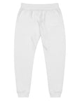 Women's essential slim fit sweatpants in white, back view.