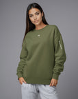 Women's premium sweatshirt in green, front view