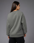 Women's premium sweatshirt in gray, back view