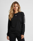 Women's heavyweight long sleeve t-shirt in black, front view