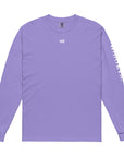 Women's heavyweight long sleeve t-shirt in purple, front view