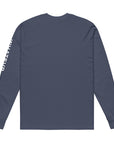 Women's heavyweight long sleeve t-shirt in dark blue, back view