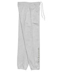 Women's premium heavyweight sweatpants in light grey, side view.