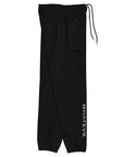 Women's premium heavyweight sweatpants in black, side view.