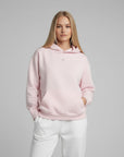 Women's premium heavyweight hoodie in lilac with "WR" logo, back view.