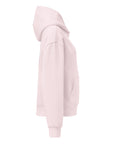 Women's premium heavyweight hoodie in lilac, side view.