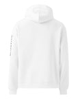 Women's premium heavyweight hoodie in white, back view.