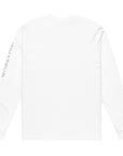 Women's premium heavyweight long sleeve t-shirt in white, back view