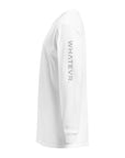 Women's premium heavyweight long sleeve t-shirt in white, side view