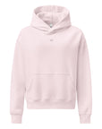 Women's premium heavyweight hoodie in pink with "WR" logo, front view.