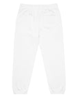 Women's heavyweight fleece sweatpants in white, back view.