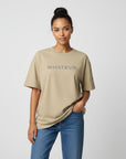 Women's premium heavyweight oversized t-shirt in khaki, front view