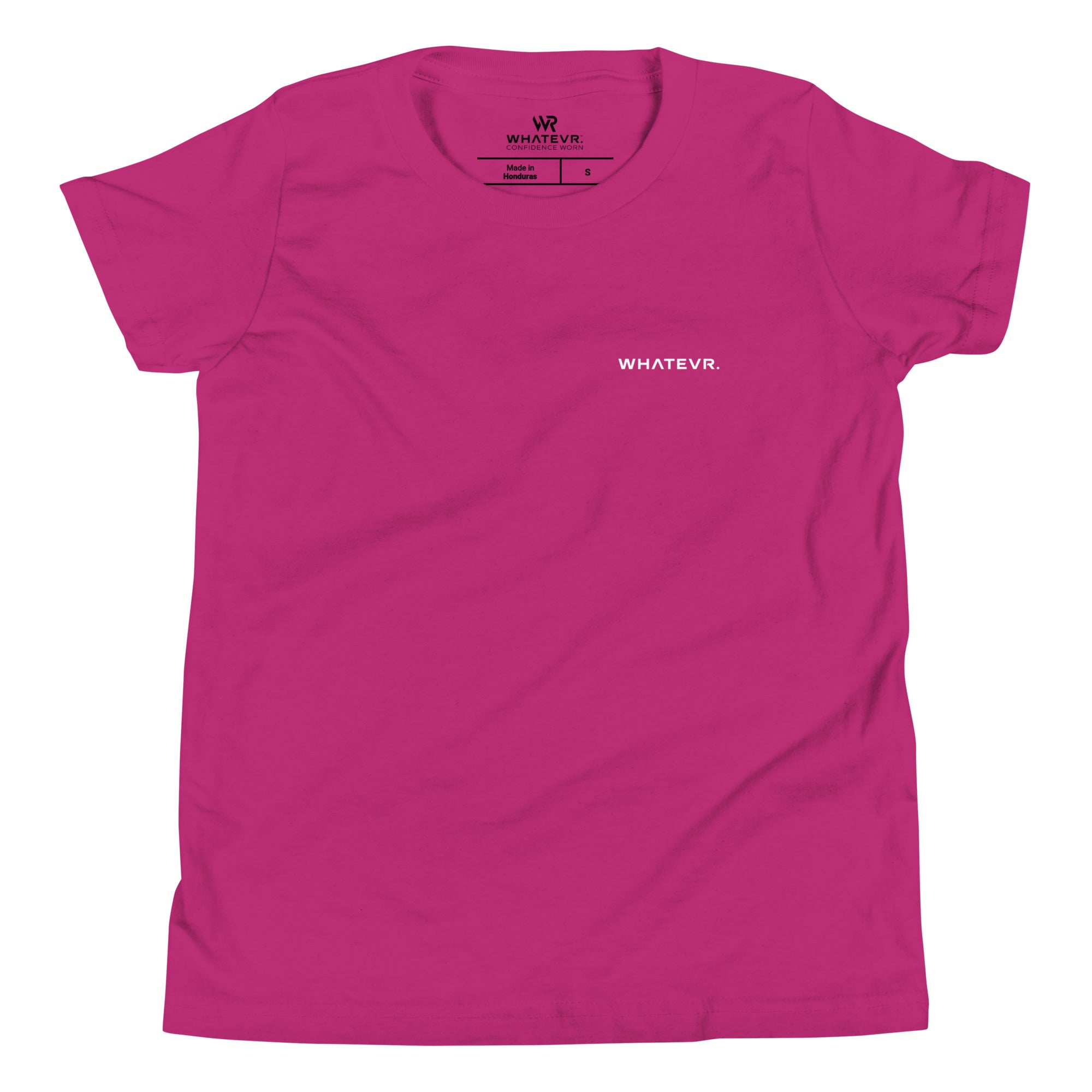 Boys' essential lightweight t-shirt in berry pink, front view.