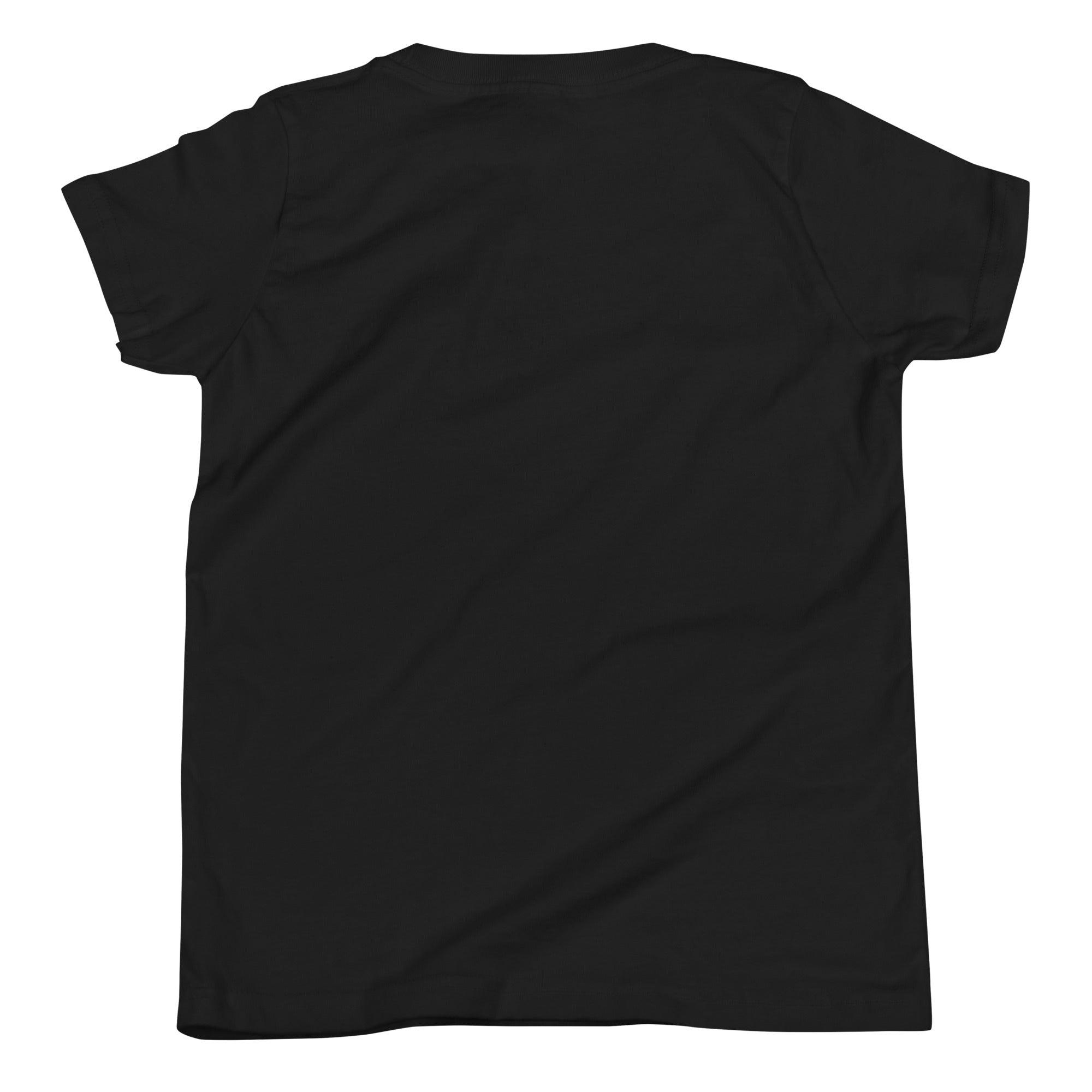 Boys' essential lightweight t-shirt in black, back view.