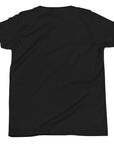 Boys' essential lightweight t-shirt in black, back view.