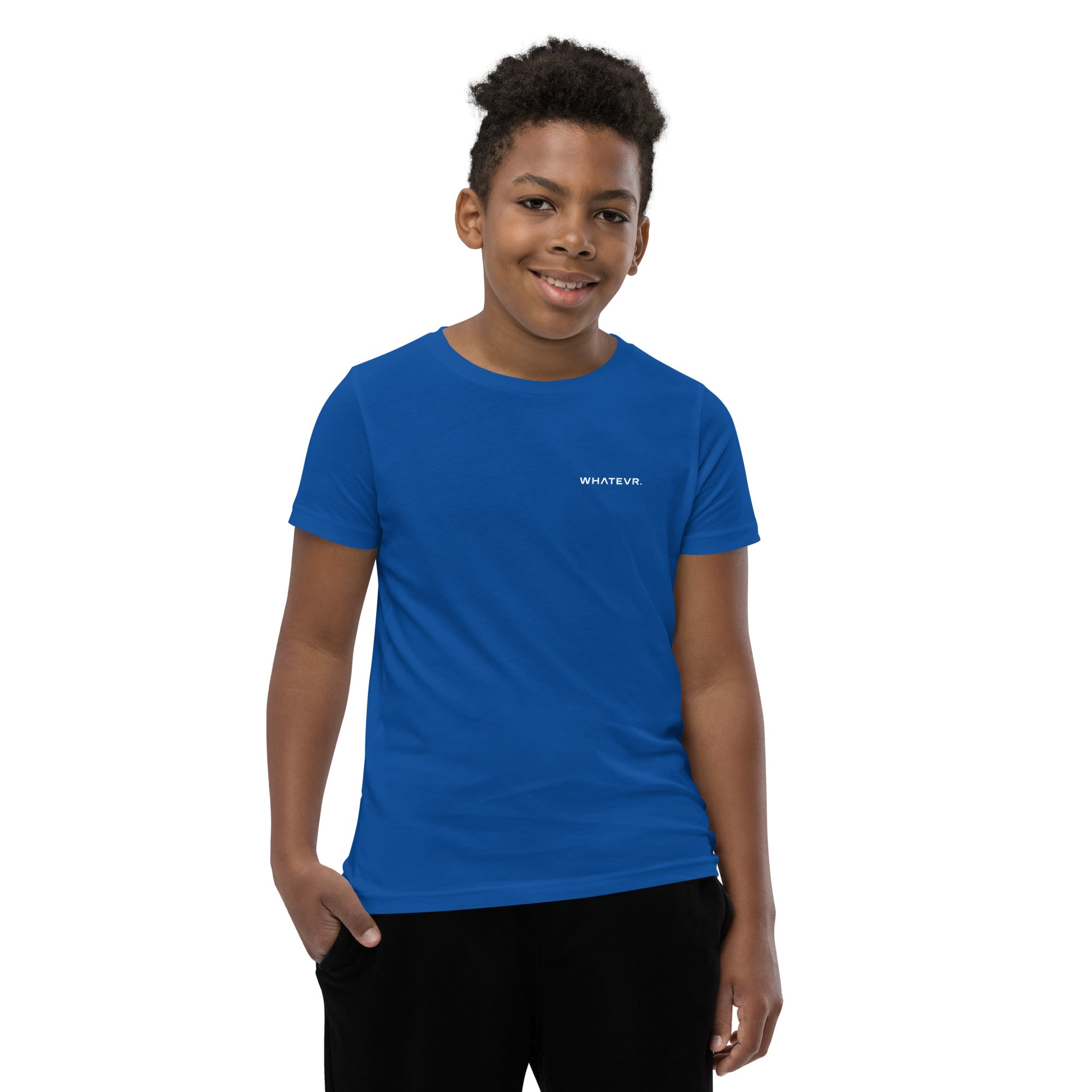 Boys' essential lightweight t-shirt in blue, front view.
