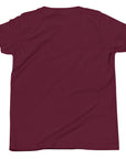 Boys' essential lightweight t-shirt in burgundy, back view.