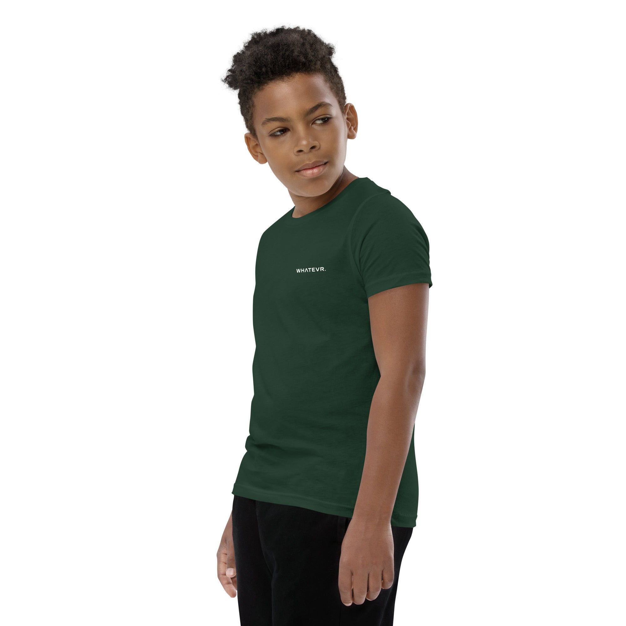 Boys' essential lightweight t-shirt in forest green, front view.