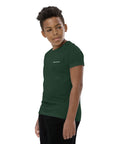 Boys' essential lightweight t-shirt in forest green, front view.