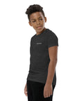 Boys' essential lightweight t-shirt in gray heather, front view.