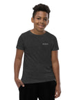 Boys' essential lightweight t-shirt in gray heather, front view.