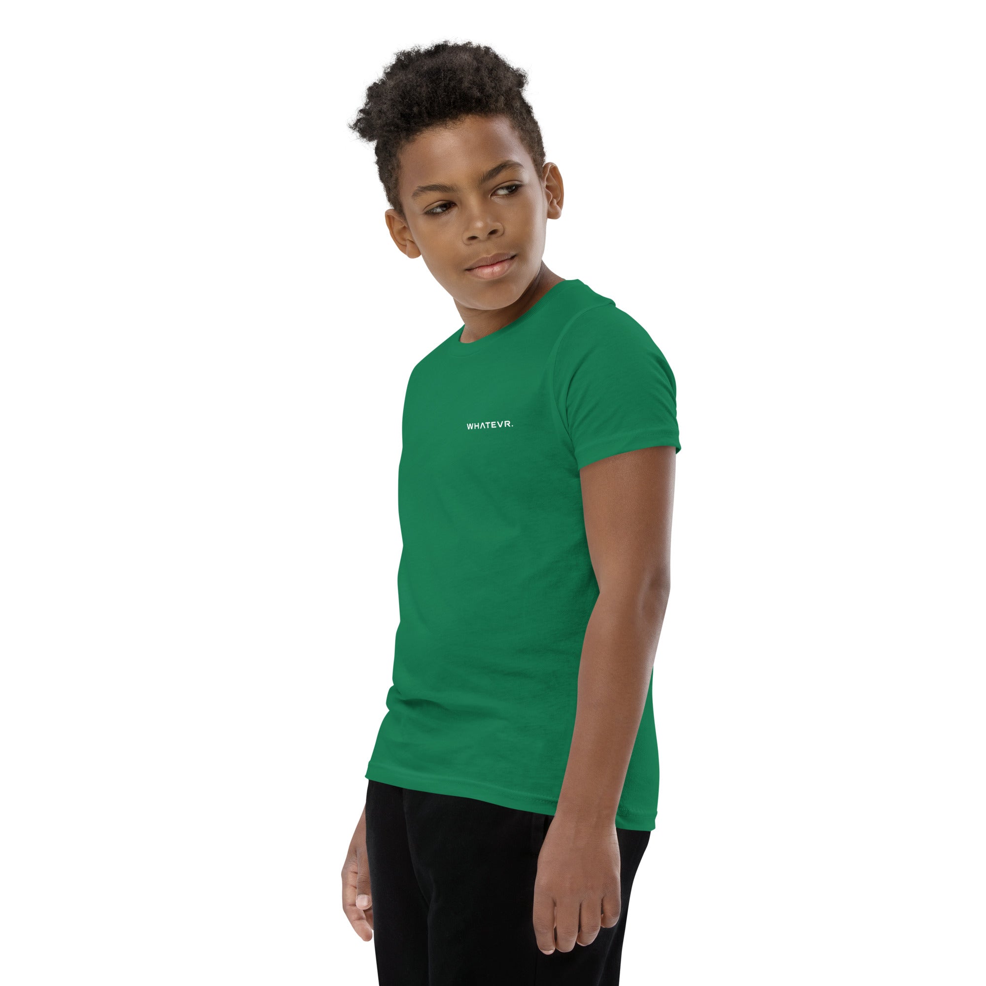 Boys' essential lightweight t-shirt in green, front view.