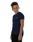 Boys' essential lightweight t-shirt in midnight blue, front view.