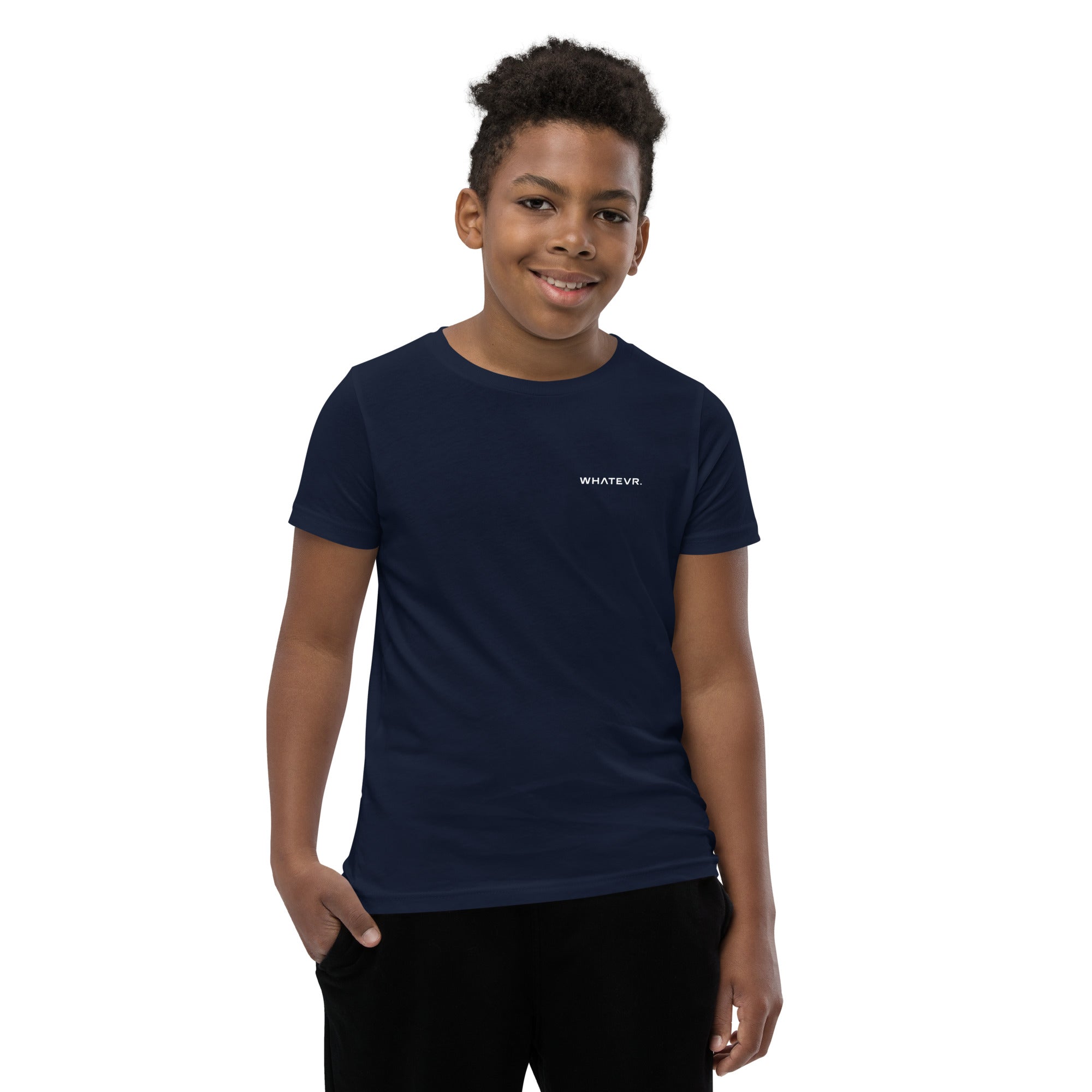 Boys' essential lightweight t-shirt in midnight blue, front view.