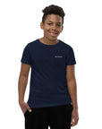 Boys' essential lightweight t-shirt in midnight blue, front view.