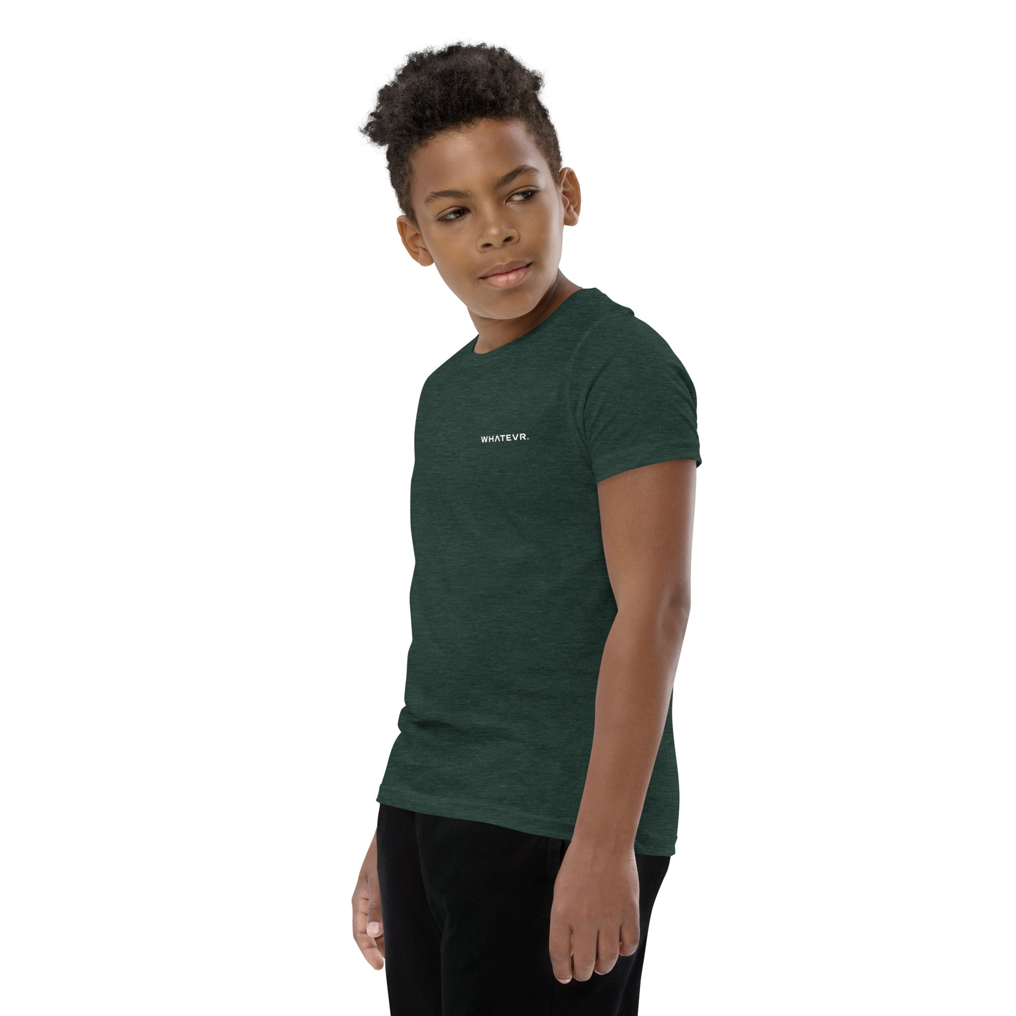Boys' essential lightweight t-shirt in olive green, front view.
