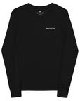 Boys' essential long sleeve t-shirt in black, front view.