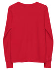 Boys' essential long sleeve t-shirt in red, back view.