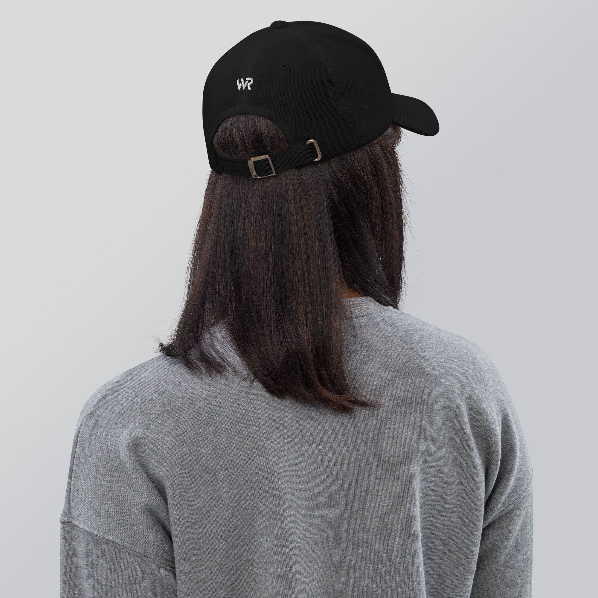 Unisex Classic baseball cap in black with embroidered WR logo, back view