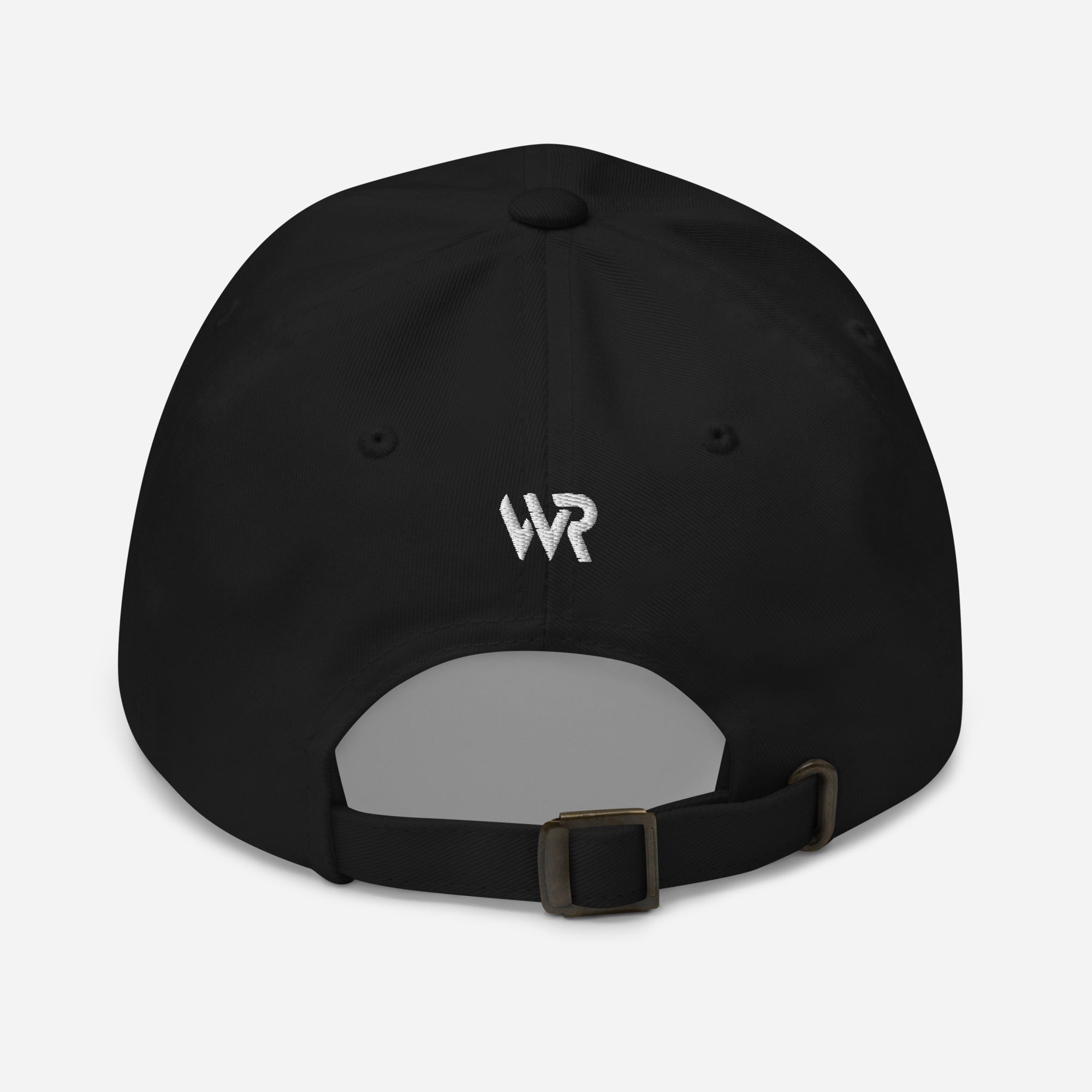 Unisex Classic baseball cap in black with embroidered WR logo, back view